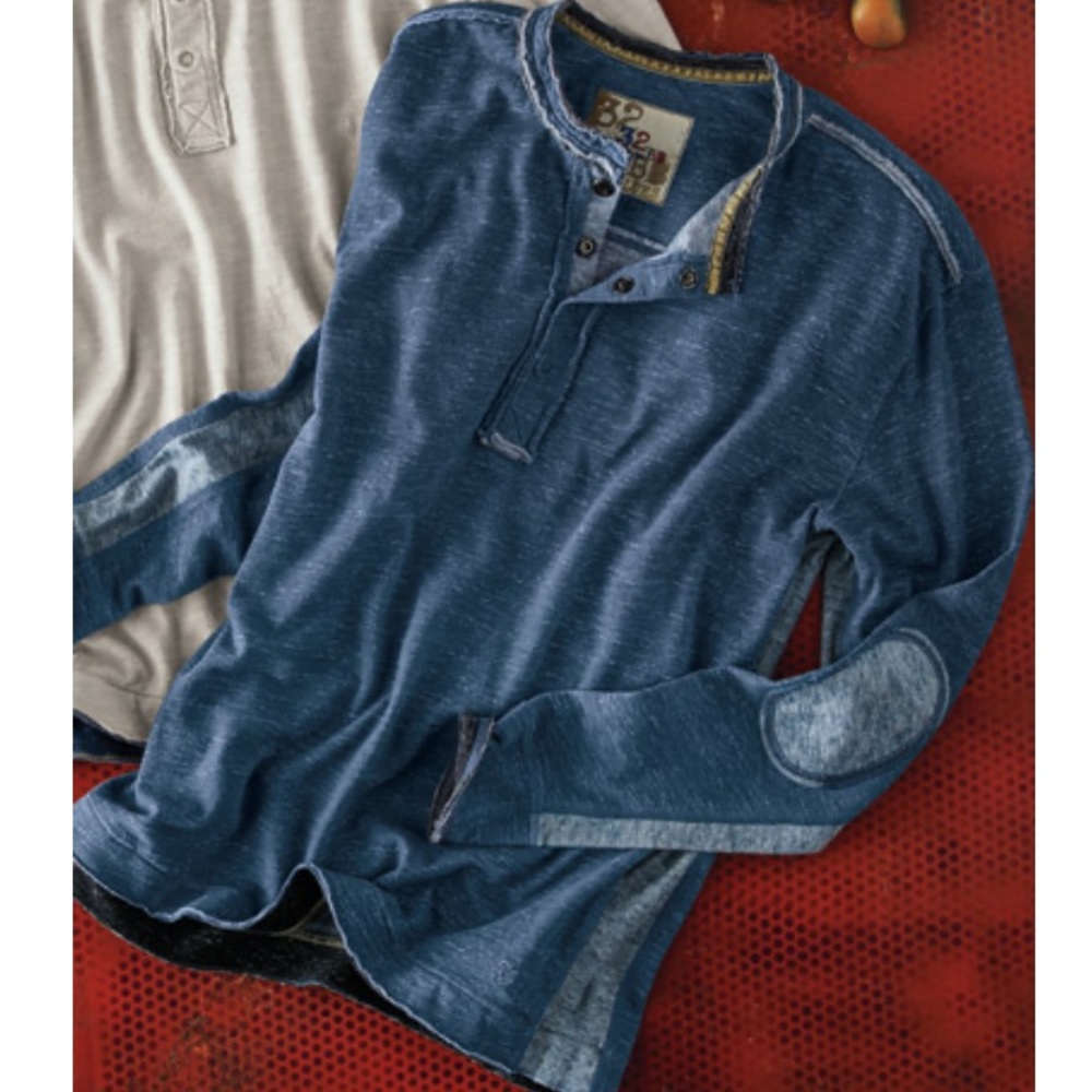 32 Bar Blues Men’s Henley, Large - Picture 2 of 10